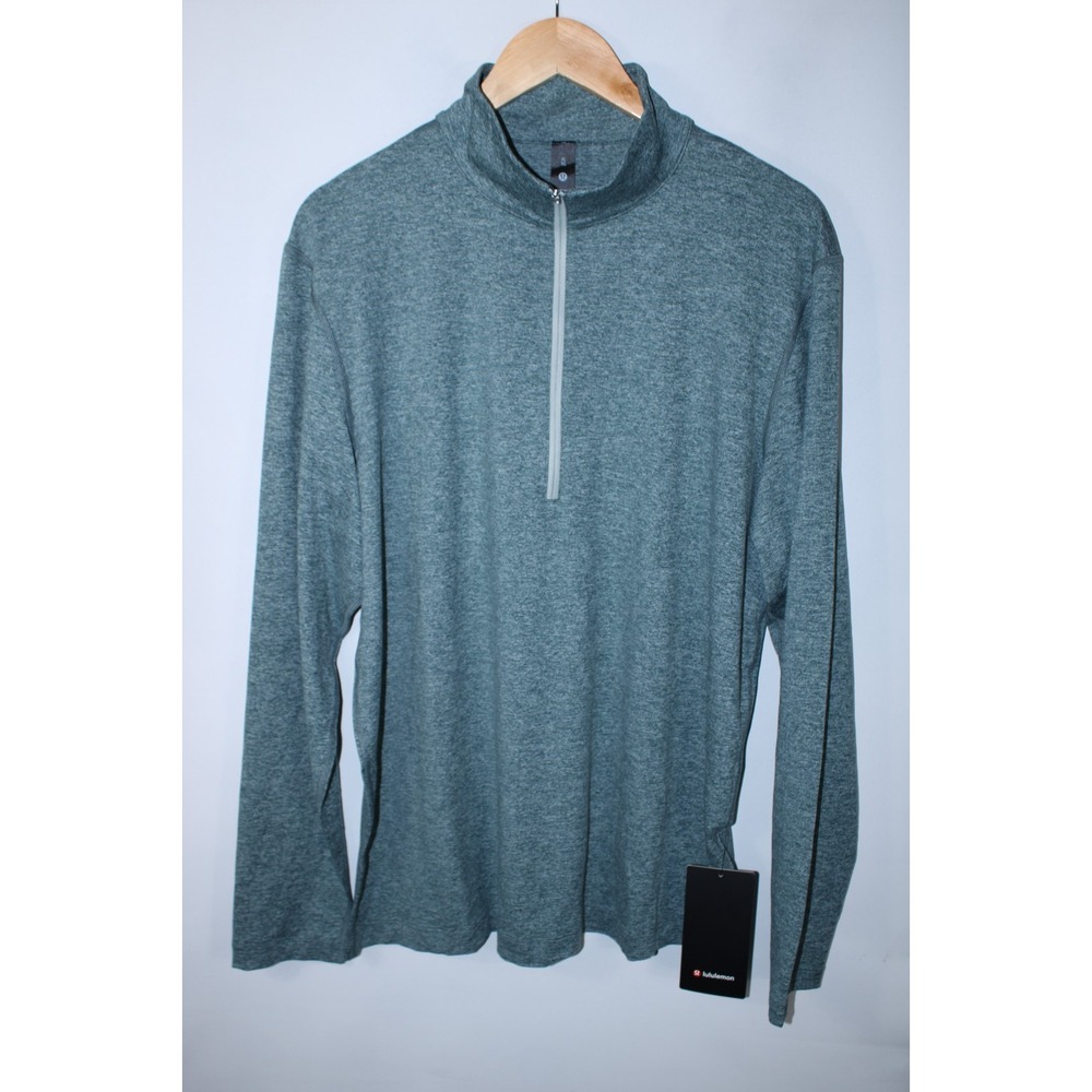 NWT Lululemon Men's XL Heathered Green Soft Jersey Half Zip Pullover